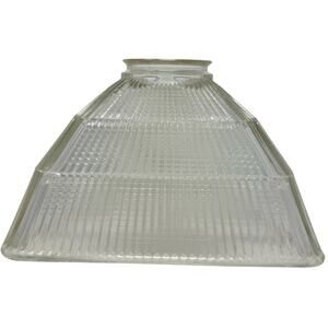 Vintage 70s Prismatic Glass Ceiling Light Shade Square Pyramid Ribbed